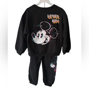 Disney Black and White Mickey Gamer Sweatshirt & Pants Set